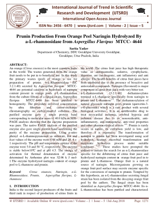 Prunin Production From Orange Peel Naringin Hydrolyzed By a L rhamnosidase from Aspergillus Flavipus MTCC 4644