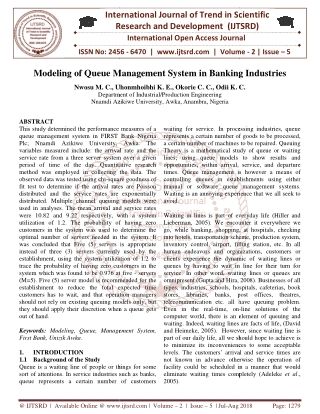 Modeling of Queue Management System in Banking Industries