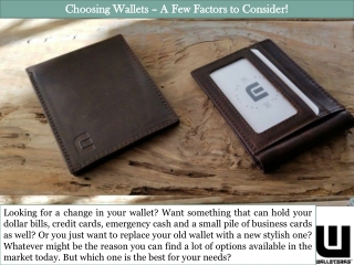 Choosing Wallets – A Few Factors to Consider!