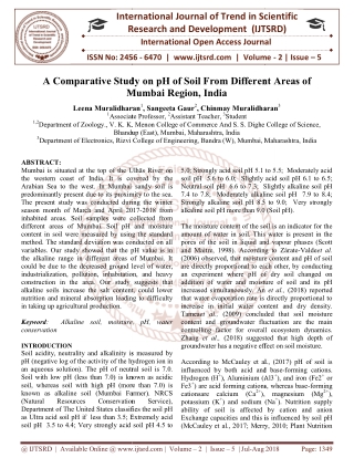 A Comparative Study on pH of Soil From Different Areas of Mumbai Region, India