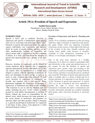 Article 19 A Freedom of Speech and Expression
