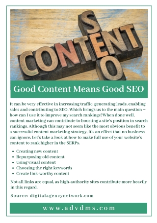 Good Content Means Good SEO