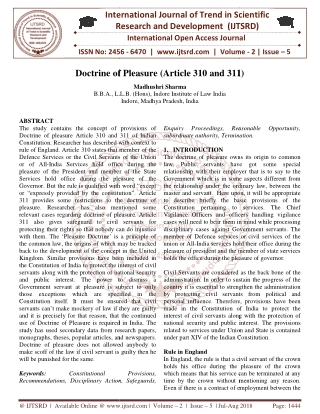 Doctrine of Pleasure Article 310 and 311