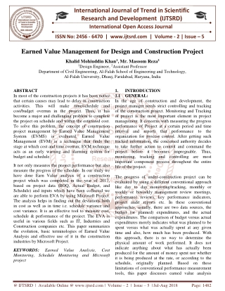 Earned Value Management for Design and Construction Project