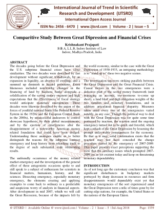 Comparitive Study Between Great Dipression and Financial Crises