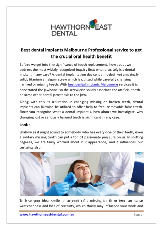 Best dental implants Melbourne Professional service to get the crucial oral health benefit