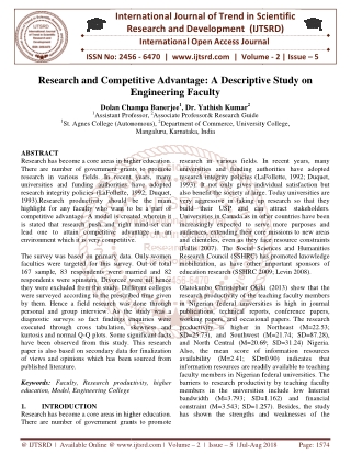 Research and Competitive Advantage A Descriptive Study on Engineering Faculty