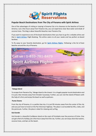 Popular Beach Destinations from The City of Panama with Spirit Airlines