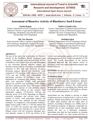 Assessment of Bioactive Activity of Blackberry Seed Extract