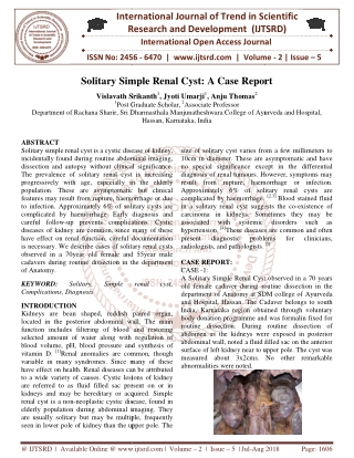 Solitary Simple Renal Cyst A Case Report