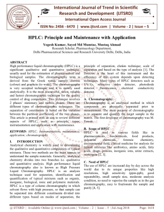 HPLC Principle and Maintenance with Application