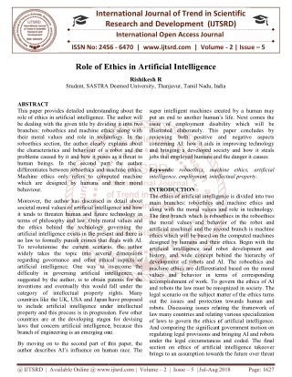 Role of Ethics in Artificial Intelligence