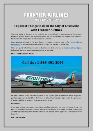 Top Most Things to do in the City of Louisville with Frontier Airlines