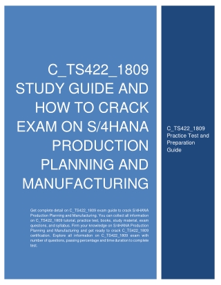 C_TS422_1809 Study Guide and How to Crack Exam on S/4HANA Production Planning and Manufacturing