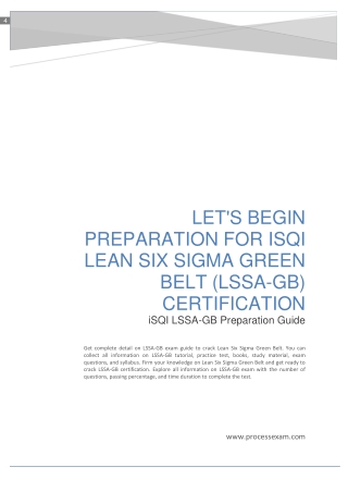 Let's Begin Preparation for iSQI Lean Six Sigma Green Belt (LSSA-GB) Certification