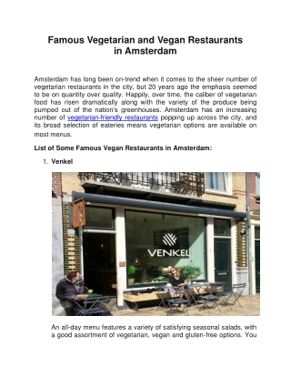 Famous Vegan Restaurants in Amsterdam