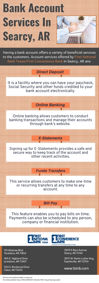 Bank Account Services In Searcy, AR