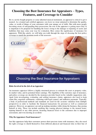 Choosing the Best Insurance for Appraisers