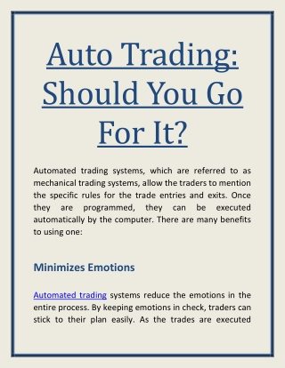 Auto Trading: Should You Go For It?