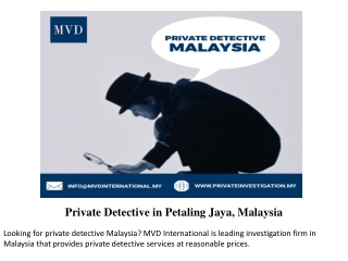 Private Detective in Petaling Jaya, Malaysia