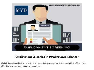 Employment Screening in Petaling Jaya, Selangor