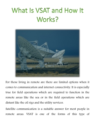 What Is VSAT and How It Works?