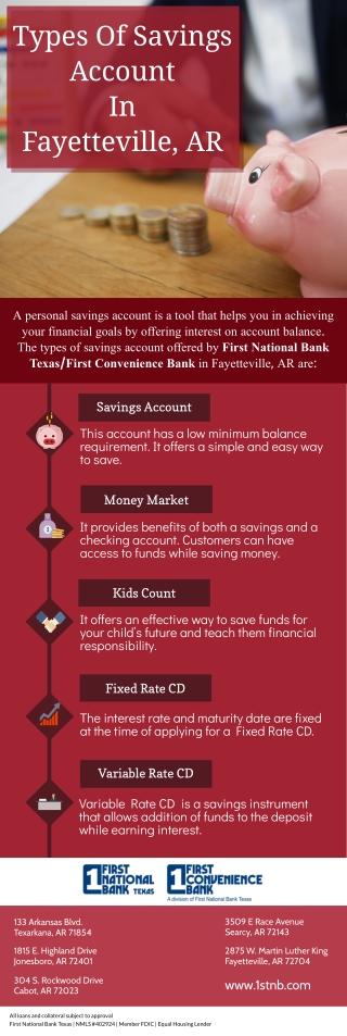Types Of Savings Account In Fayetteville, AR