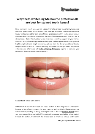 Why teeth whitening Melbourne professionals are best for stained teeth issues?