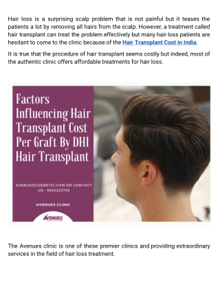 Factors Influencing Hair Transplant Cost Per Graft By DHI Hair Transplant