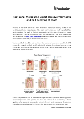 Root canal Melbourne Expert can save your tooth and halt decaying of tooth