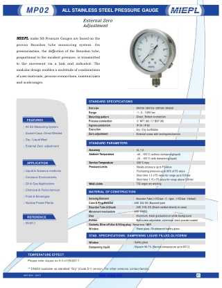 MP02 All Stainless Steel Pressure Gauge - External Zero Adjustment