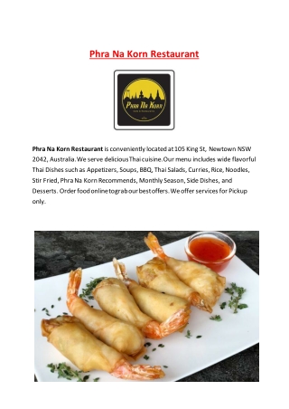 5% Off - Phra Na Korn Thai Restaurant Newtown takeaway, NSW