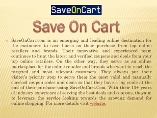 Save On Cart offers Online Promo Codes