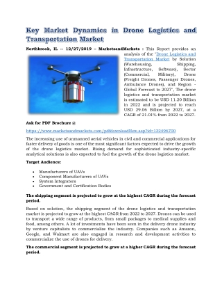 Key Market Dynamics in Drone Logistics and Transportation Market