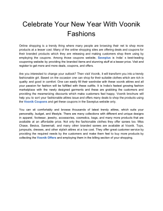 Celebrate Your New Year With Voonik Fashions