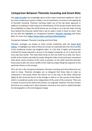 Comparison Between Thematic Investing and Smart Beta