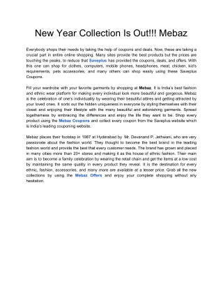 New Year Collection Is Out!!! Mebaz