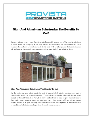 Glass And Aluminum Balustrades: The Benefits To Get!