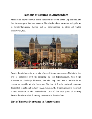 Famous Museums in Amsterdam