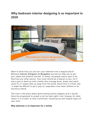 Why Bedroom Interior Designing Is So Important In 2020