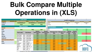 Bulk Compare Multiple Operations in (XLS)