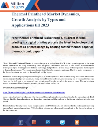 Thermal Printhead Market Dynamics, Growth Analysis by Types and Applications till 2023