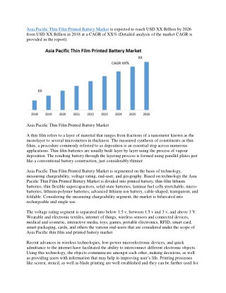 Asia pacific thin film printed battery market