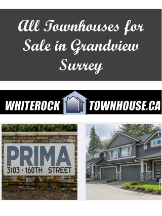 All Townhouses for Sale in Grandview Surrey