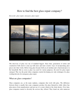 How to find the best glass repair company?