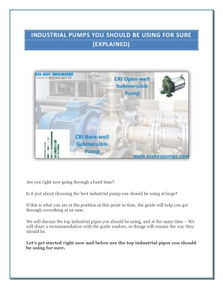 Industrial Pumps You Should Be Using For Sure