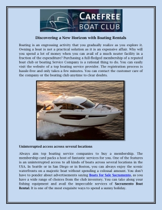 Discovering a New Horizon with Boating Rentals