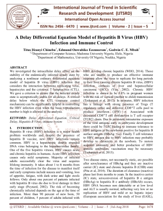 A Delay Differential Equation Model of Hepatitis B Virus HBV Infection and Immune Control