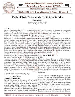 Public Private Partnership in Health Sector in India