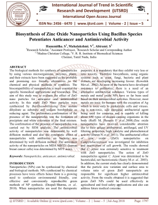 Biosynthesis of Zinc Oxide Nanoparticles Using Bacillus Species Potentiates Anticancer and Antimicrobial Activity